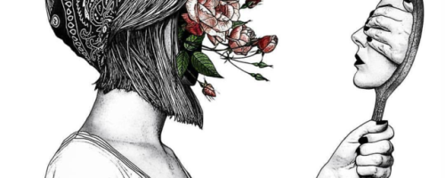 Girl Looking Into Mirror